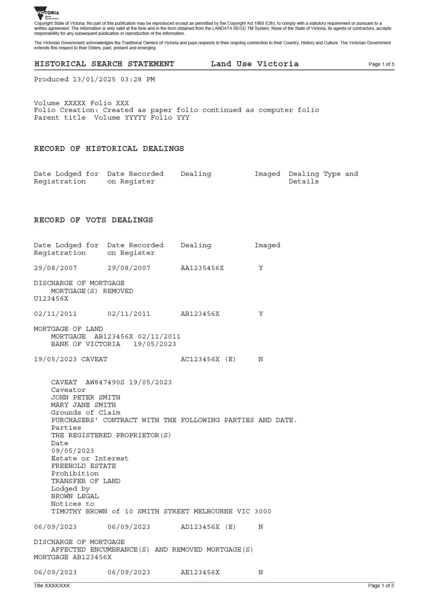 Example of a Title History - Page 1